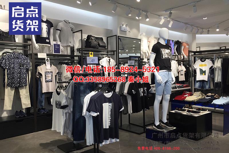 广州新款男装高架,展示架,服装边柜