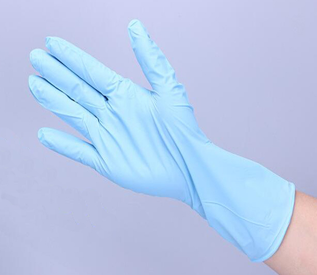 厂家直销无粉耐磨蓝色一次性丁晴手套 一次性工业实验室丁腈手套