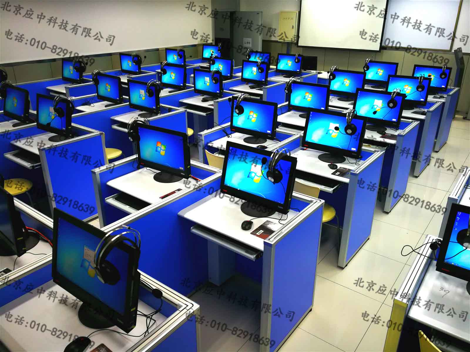 数字教室标准化卡座-语音教室标准化考场-升降屏风电脑桌