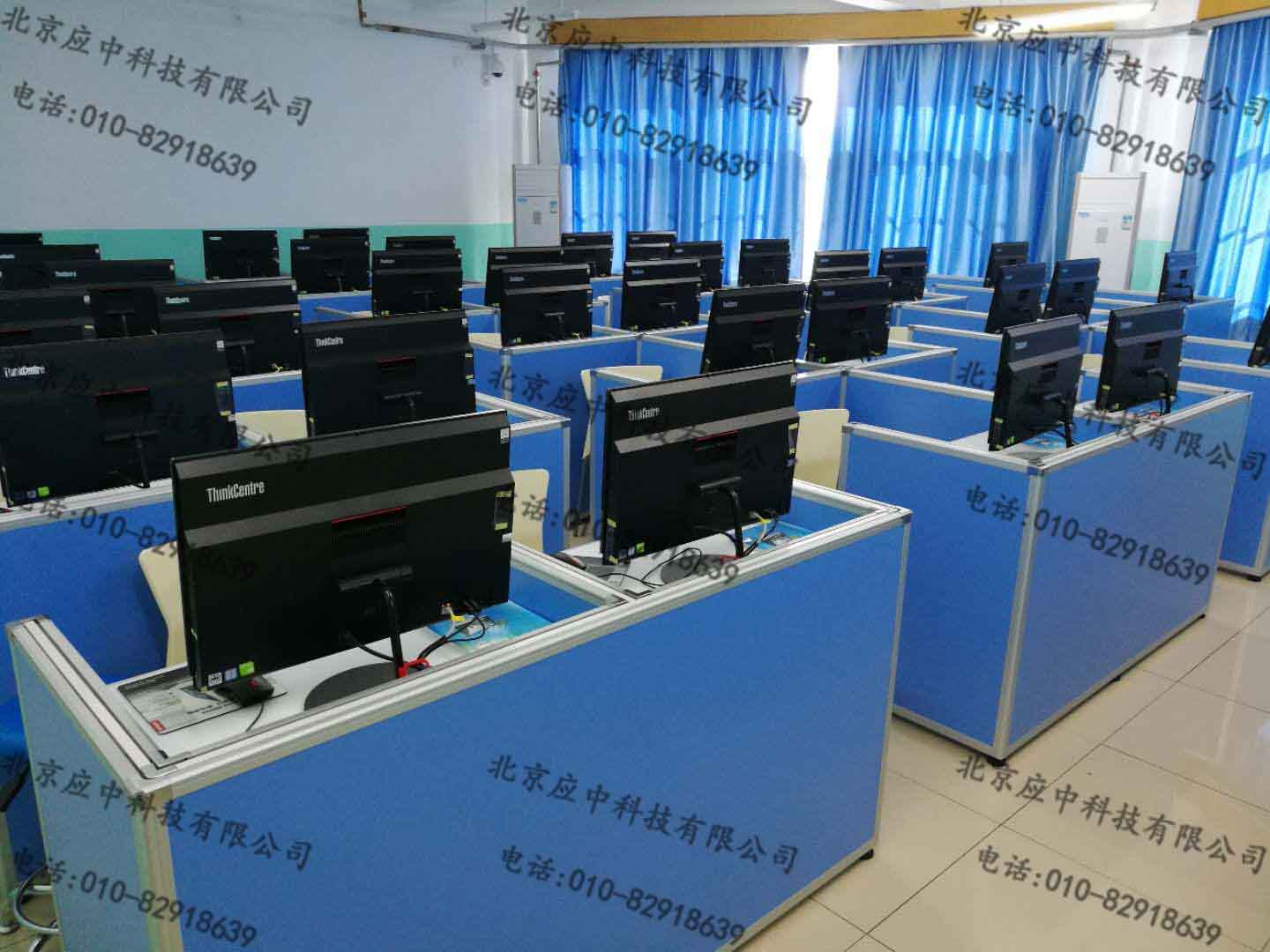 标准化考试桌-培训室升降电脑桌-电动升降屏风电脑桌