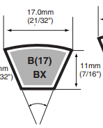 东一DONGIL SUPER STAR三角带标准B（尺寸=17*11）型系列规格表和销售价格（韩国原