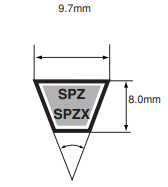 DONGIL东一有齿切边三角带XPZ（尺寸=9.7*8）型系列规格表和销售价格（韩国原装进口）