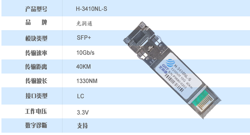 光润通（GRT） H-3410NL-S万兆光模块SFP+ 单模10G1310nm40KM