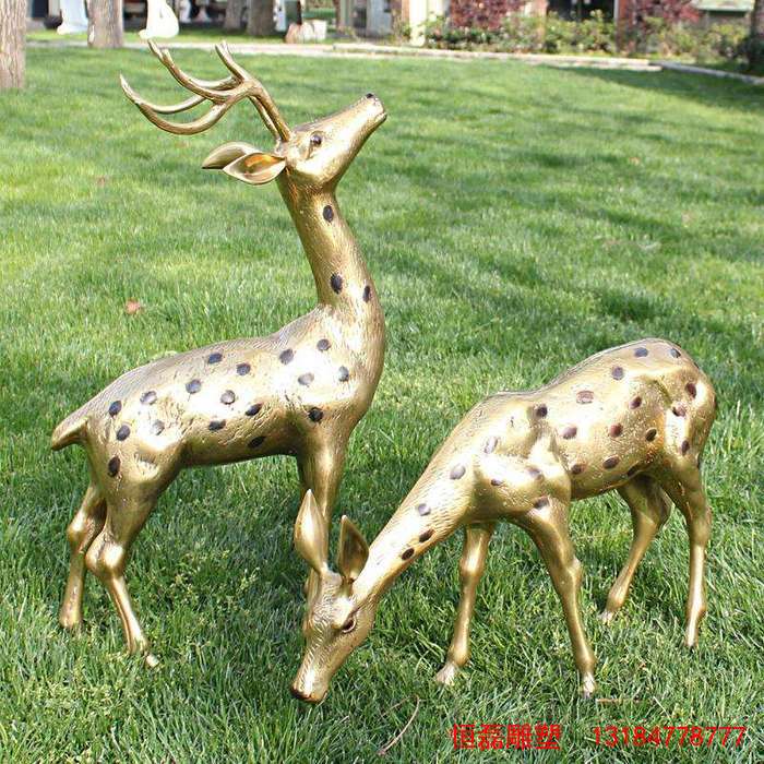 不锈钢鹿雕塑园林动物雕塑