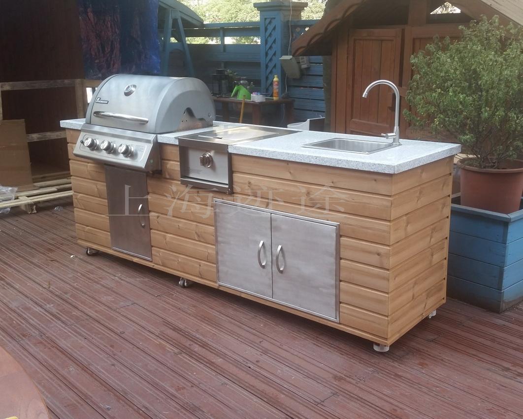 北欧小院G240 碳化木户外整体厨房 别墅庭院烧烤台 烧烤台图片
