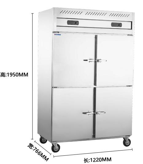 科仕铂四门不锈钢明管双机双温厨房冷柜商用立式厨房展示柜