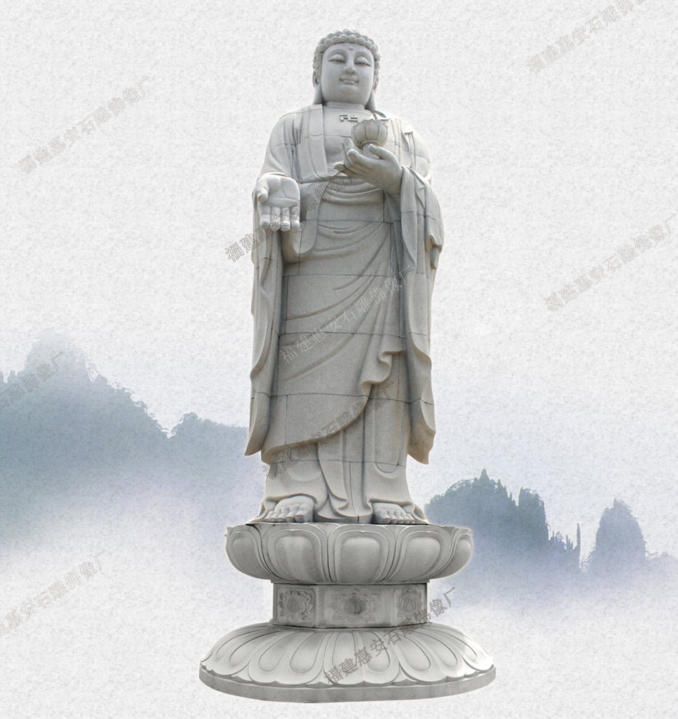 福建惠安禅和定做加工寺庙大型石雕佛祖像 西方三圣阿弥陀佛