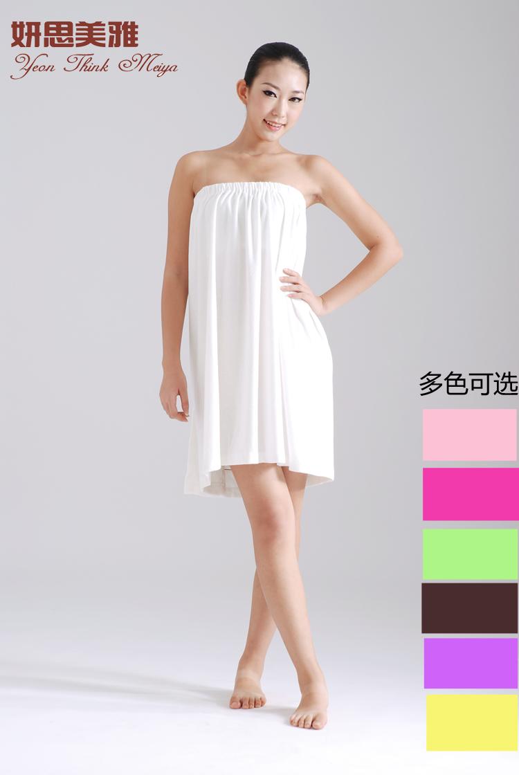 厂家促销美容院用白色纯棉浴裙 浴袍 抹胸围裙 会所客人服