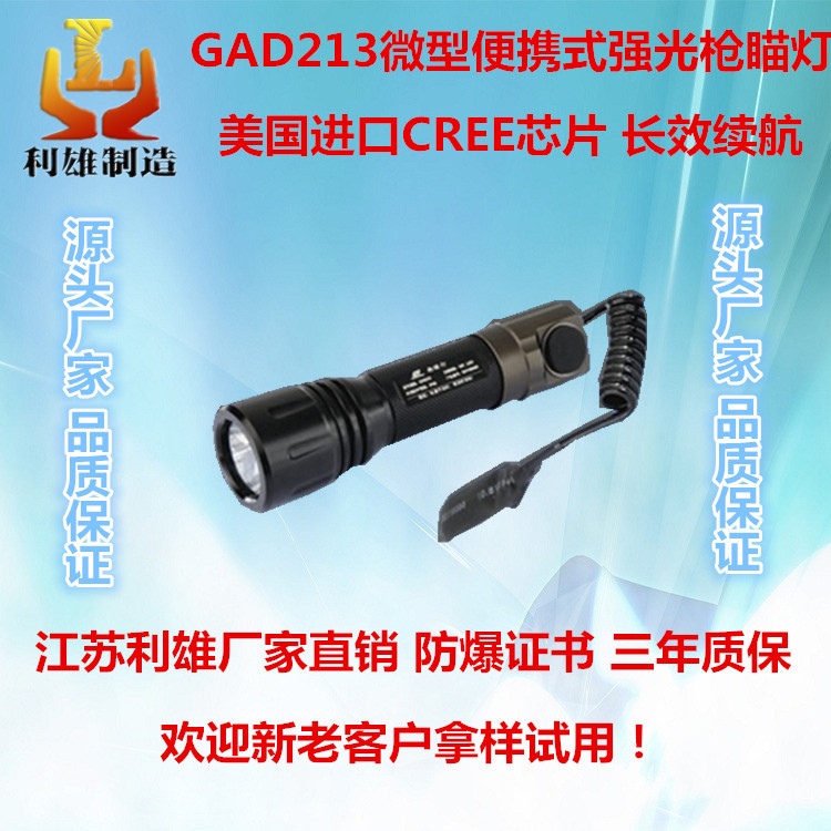 GAD213江苏利雄枪瞄灯 led防爆手电筒工作灯 微型便携式强光手电筒