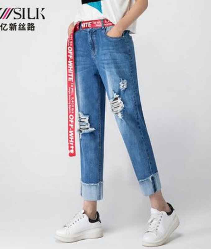 2018新款高腰八分直筒裤韩版显瘦品牌折扣尾货女装批发