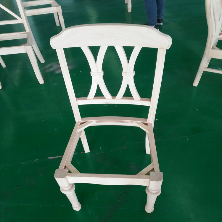 供应实木餐桌椅白茬实木美式双条椅四条椅白茬简约餐厅靠背椅白茬
