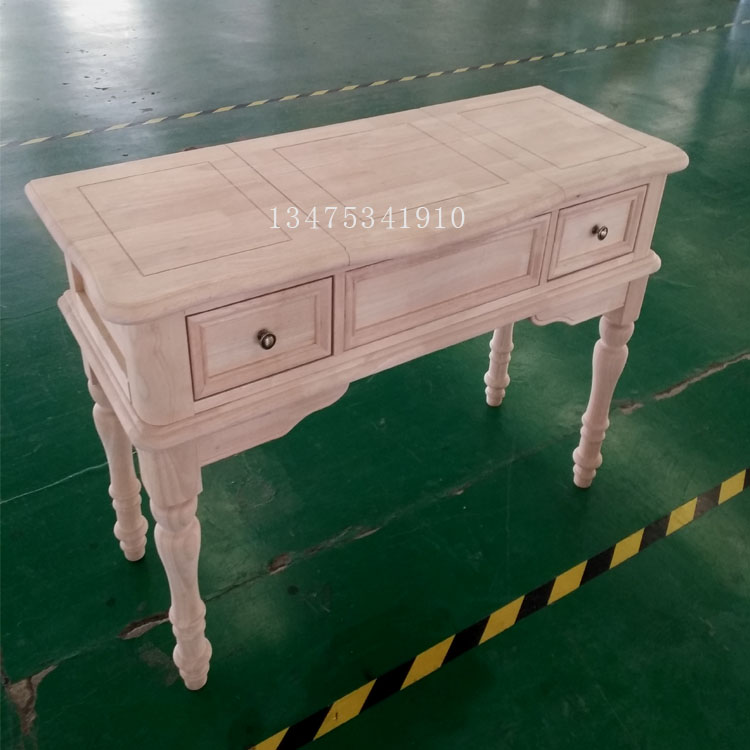 供应实木欧式桌椅白茬实木梳妆台梳妆桌白茬实木办公抽拉桌椅白茬