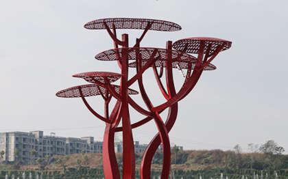 广州不锈钢雕塑厂家供应不锈钢蘑菇树雕塑 旅游景区装饰摆件 原著制作