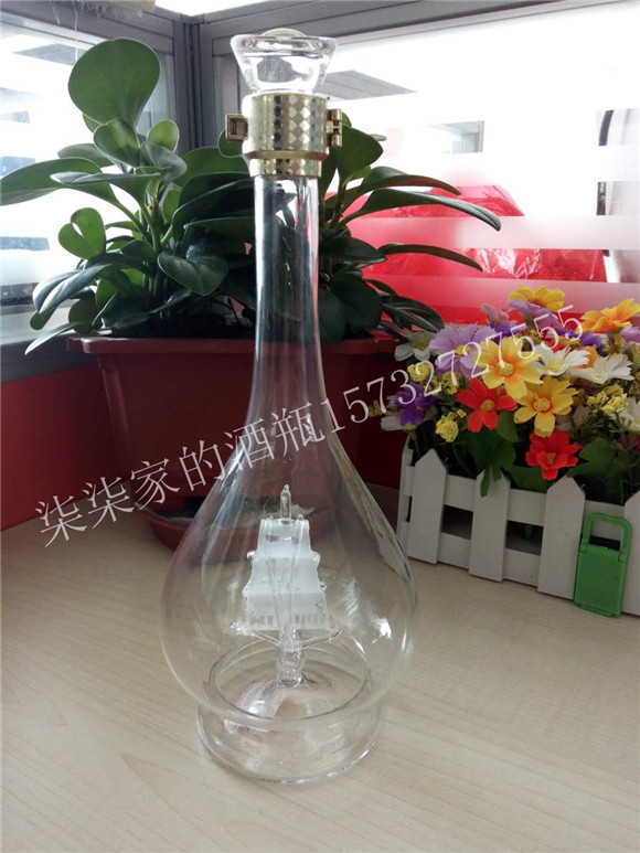 小船造型个玻璃酒瓶空心白酒瓶异形玻璃酒瓶