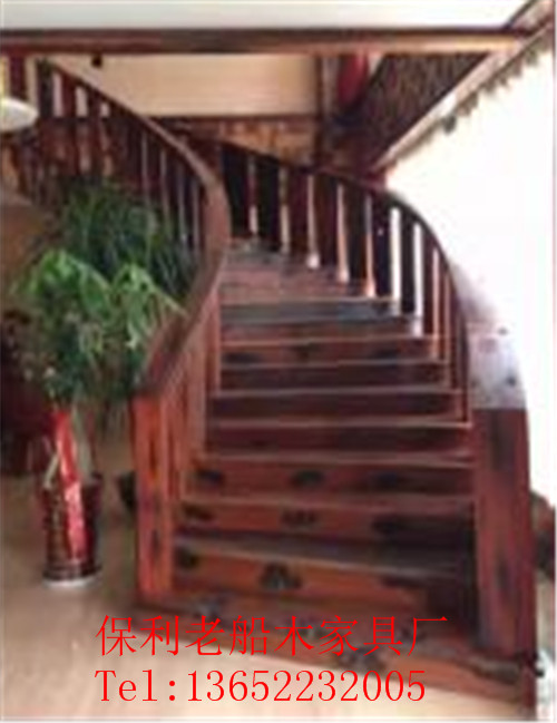 老船木楼梯 全屋定制楼梯 木艺整体直梯 实木旋梯 弧形梯 登高梯