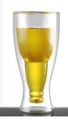 创意啤酒玻璃酒杯吹制玻璃酒杯烈酒杯子隔热玻璃杯