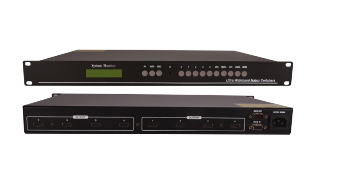 HDMI高清矩阵4进4出 智能安防监控设备切换服务器 拼接控制器 高清视频会议矩阵