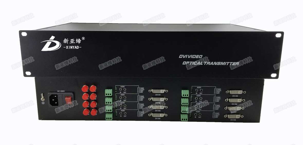 8路混合高清DVI/VGA/HDMI/SDI数字视频光端机,单纤单模,任意组合