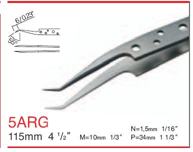 RUBIS镊子5ARG-SA 弯头镊子 抗磁尖头镊子
