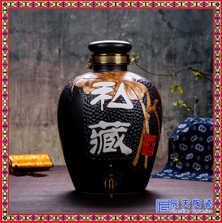 景德镇陶瓷10斤-30斤手工密封家用泡酒坛子酿酒带龙头仿古瓶子