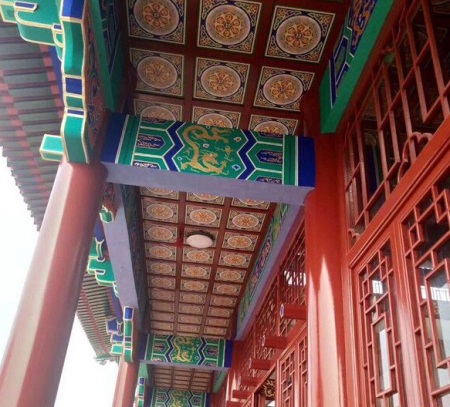 古建寺庙宗祠佛堂彩绘吊顶家装别墅酒店艺术天花板背景墙集成吊顶