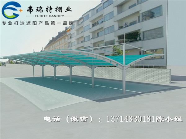 上海自行车棚、公交站台、小区停车棚、膜结构车棚、户外景观棚-固美棚业009#