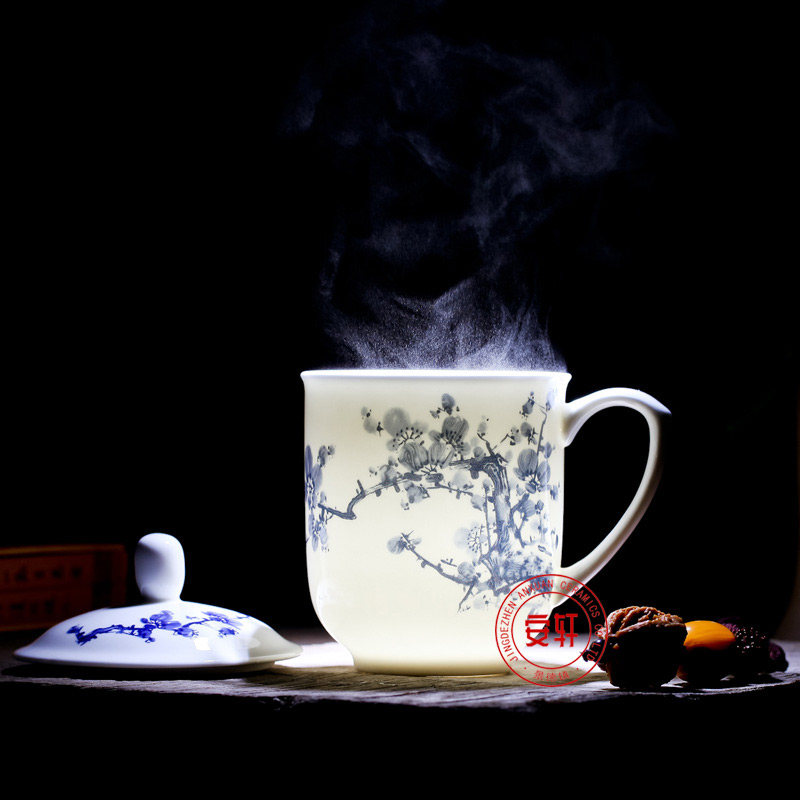 景德镇陶瓷茶杯礼品，会议赠品茶杯