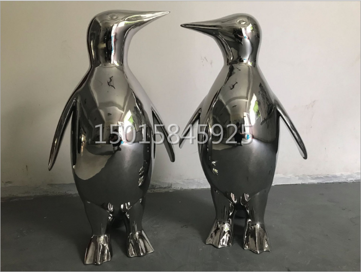 镜面304#不锈钢企鹅雕塑【高清大图】
