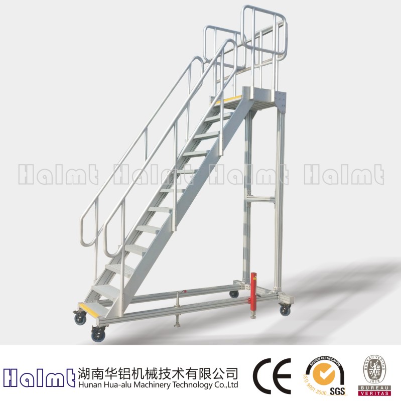 华铝机械供应铝合金移动平台梯 移动工作梯