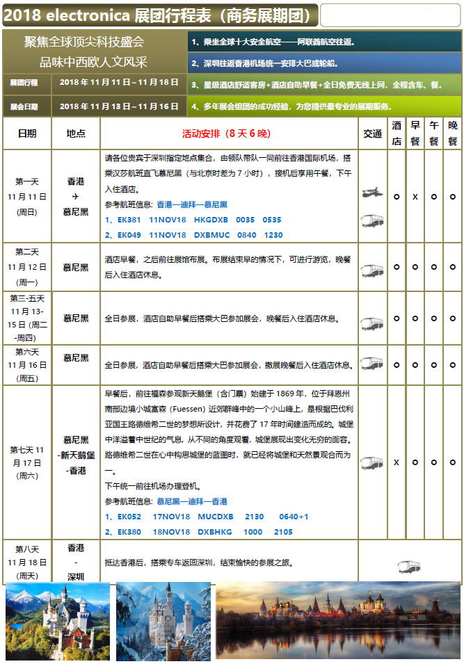 2018德国慕尼黑展会展团费用