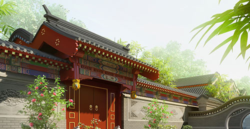 古建寺庙效果图制作汉方装饰