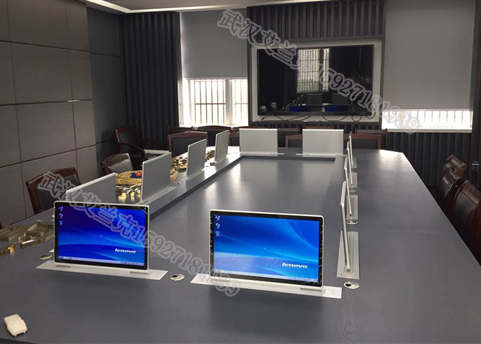 会议桌隐藏液晶屏自动升降机无纸化会议设备