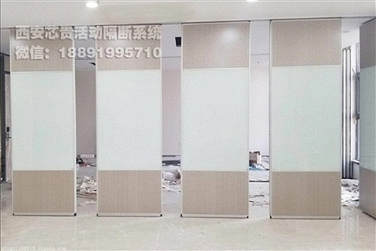 西安厂家会议室超白焗漆玻璃多功能移动隔断