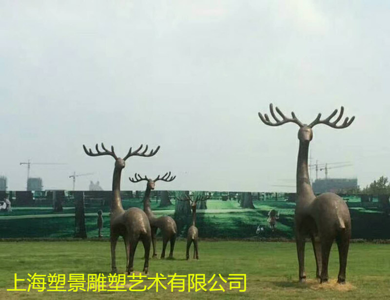 铜鹿 铜马景观雕塑 公园小区草坪雕塑制作