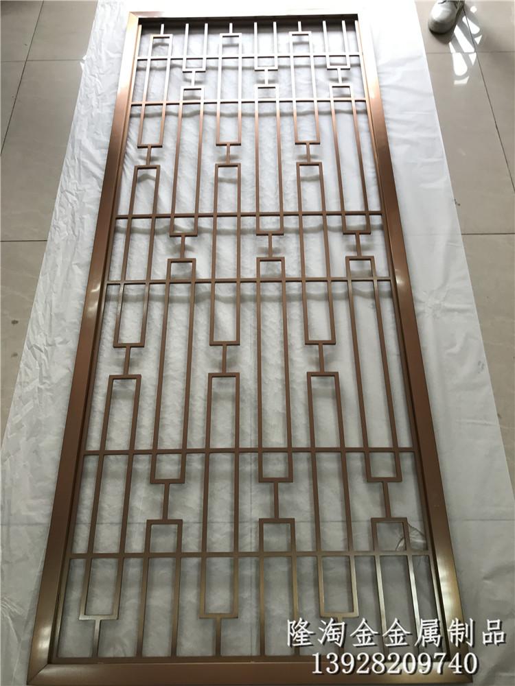 北京不锈钢花格屏风10mm厚度玫瑰金金属客厅屏风效果图