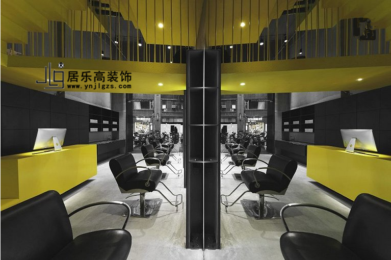 黑+黄经典颜色“层迭”美发空间 美发店装修颜色搭配必须慎重