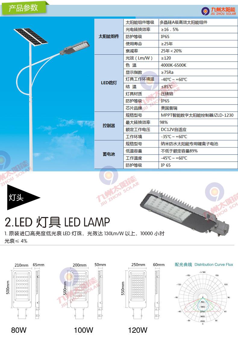 供应九州太阳能LED路灯50W可定制