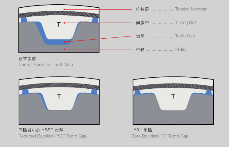 SYNCHROFLEX聚氨酯同步带和同步带轮的齿隙形状