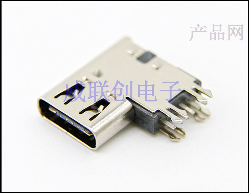 侧立式垫高USB3.1母座 侧插大电流Type-C 6P母座