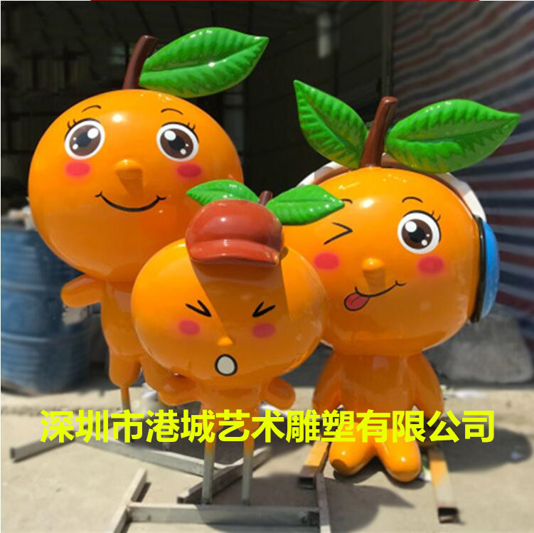 卡通橙子雕塑仿真水果雕塑定制报价
