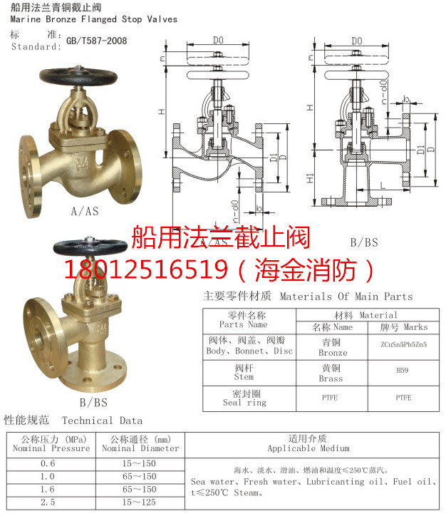 船用法兰截止阀