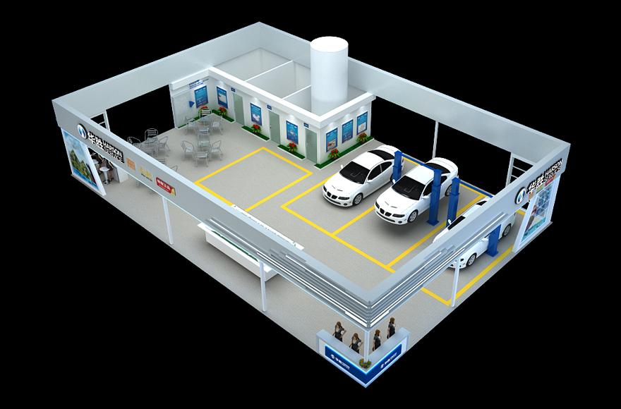展会整体空间设计 广州会展策划制作 华胜汽车汽配3D模型