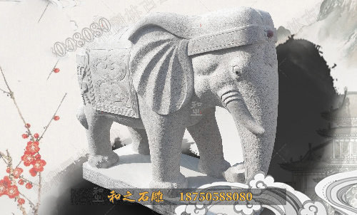 惠安厂家直接供应晚霞红石雕大象 招财进宝 