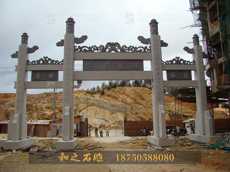 惠安大型石雕厂家直接供应寺庙石牌楼 寺庙入口处 提供安装与维修