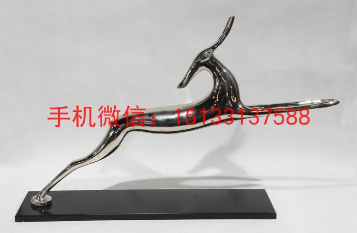 小鹿雕塑 不锈钢抽象动物雕塑