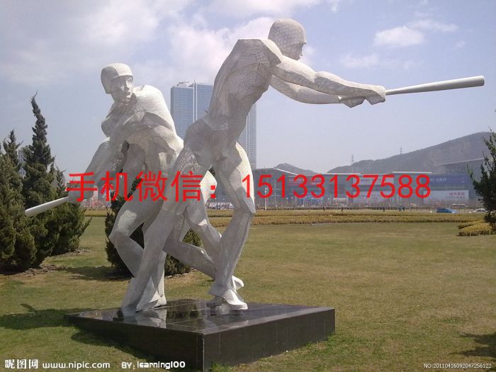 不锈钢打棒球人物雕塑 不锈钢运动人物雕塑