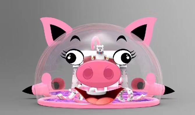 充气气模猪乐园出租儿童热爱粉红透明猪乐园出售