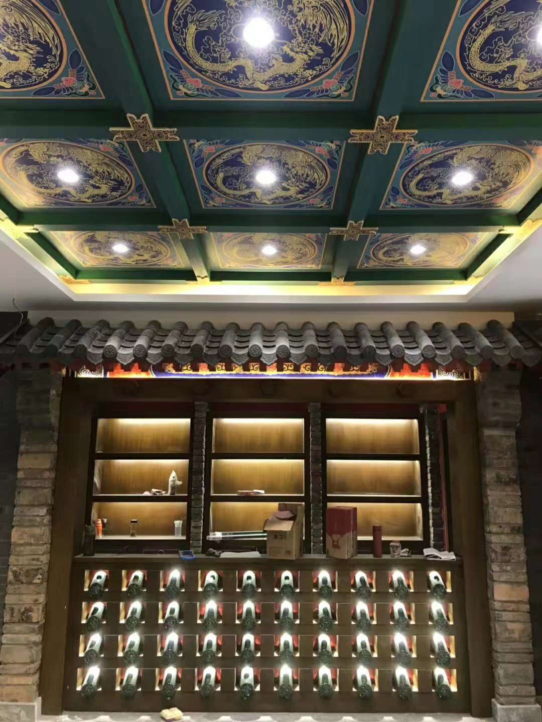 中式风格吊顶餐饮餐馆古建寺院佛堂装饰吊顶