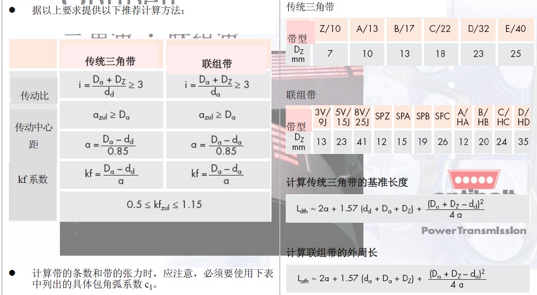 Optibelt欧皮特/BANDO阪东使用计算方法