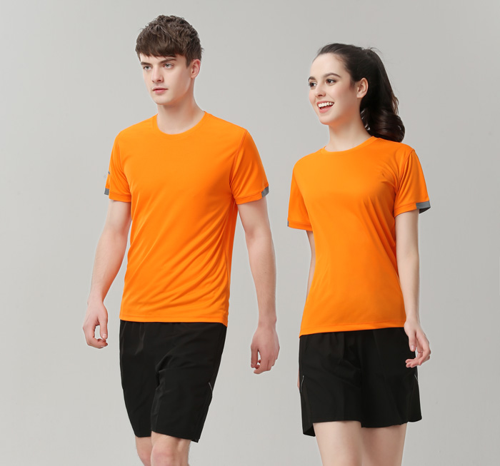 橙色V领T恤衫定制